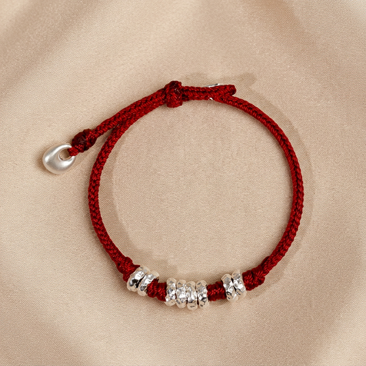 s999 s925 Sterling Silver Loop Beads Red String Bracelet Men and Women