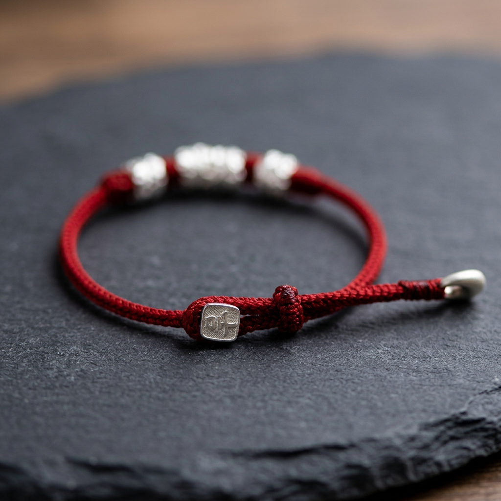 s999 s925 Sterling Silver Loop Beads Red String Bracelet Men and Women