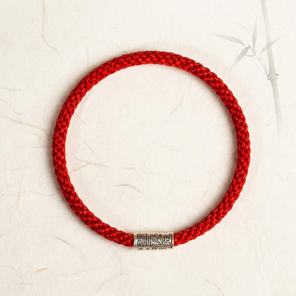 s925 Sterling Silver Taoist Talisman Charm Handwoven Unisex Red String Bangle Bracelet