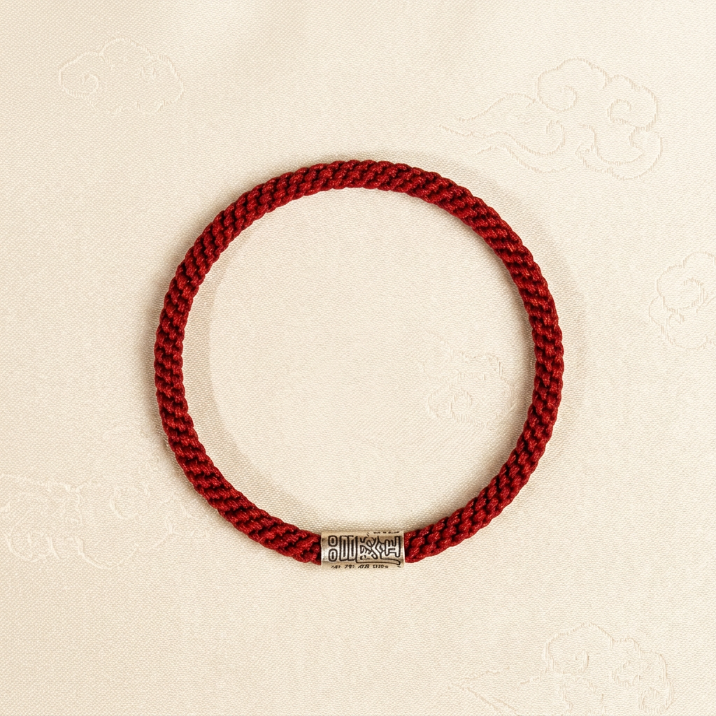 s925 Sterling Silver Taoist Talisman Charm Handwoven Unisex Red String Bangle Bracelet