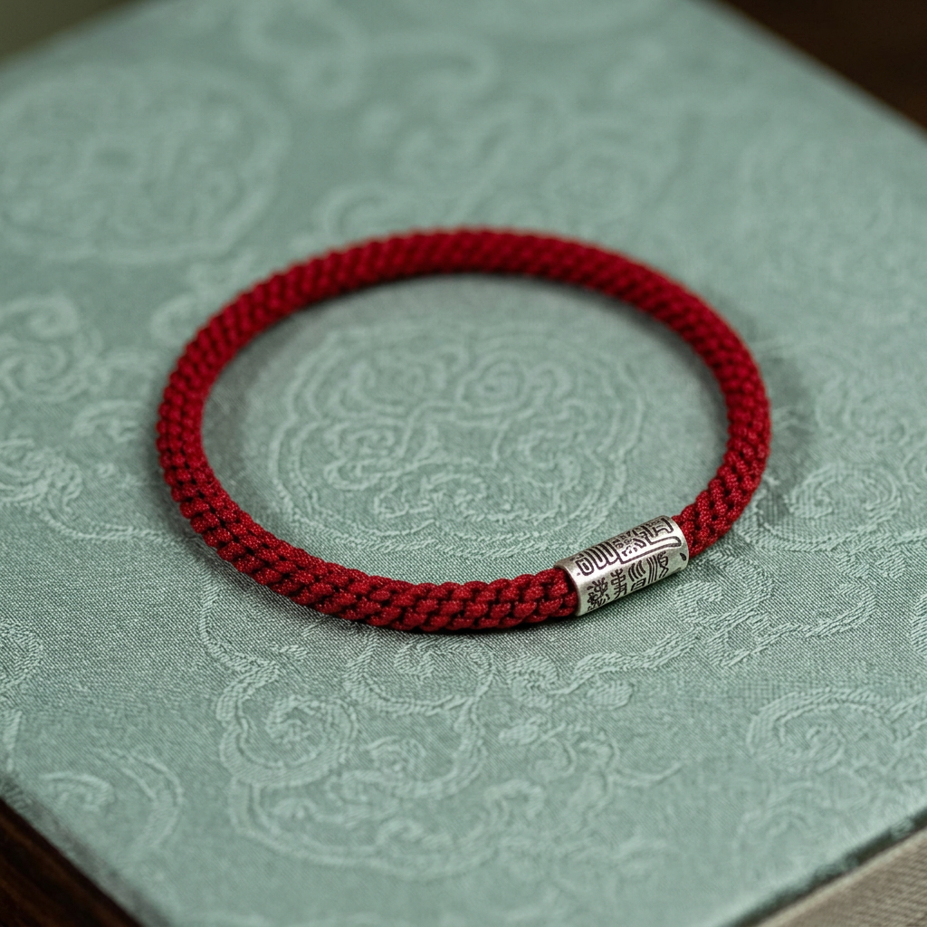 s925 Sterling Silver Taoist Talisman Charm Handwoven Unisex Red String Bangle Bracelet