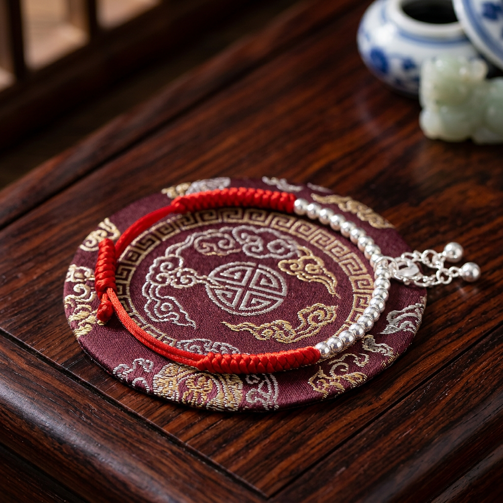 s925 Sterling Silver Lucky Ruyi Lock Pendant Pet Collar with Bell Adjustable Braided Necklace Cat Dog