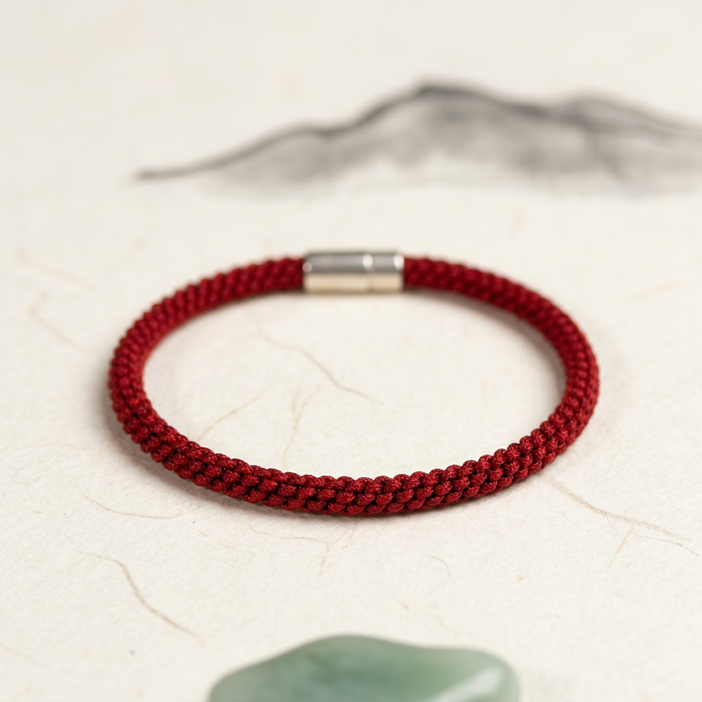 s925 Sterling Silver Taoist Talisman Charm Handwoven Unisex Red String Bangle Bracelet