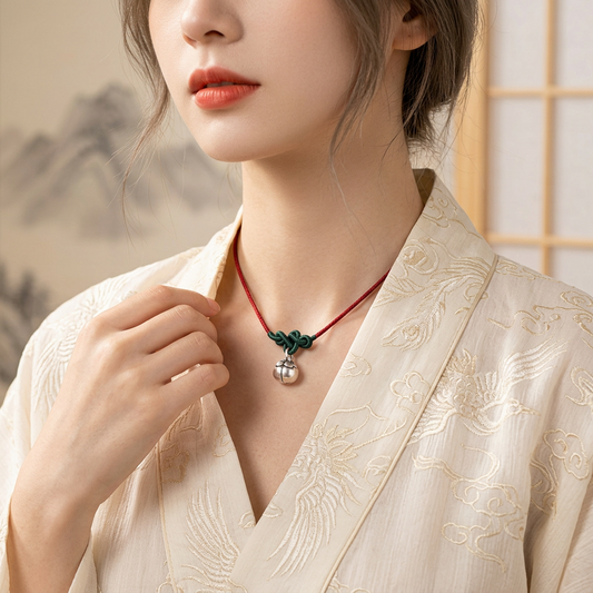 999 Fine Silver Persimmon Charm May Good Things Happen Braided Cord Adjustable Necklace