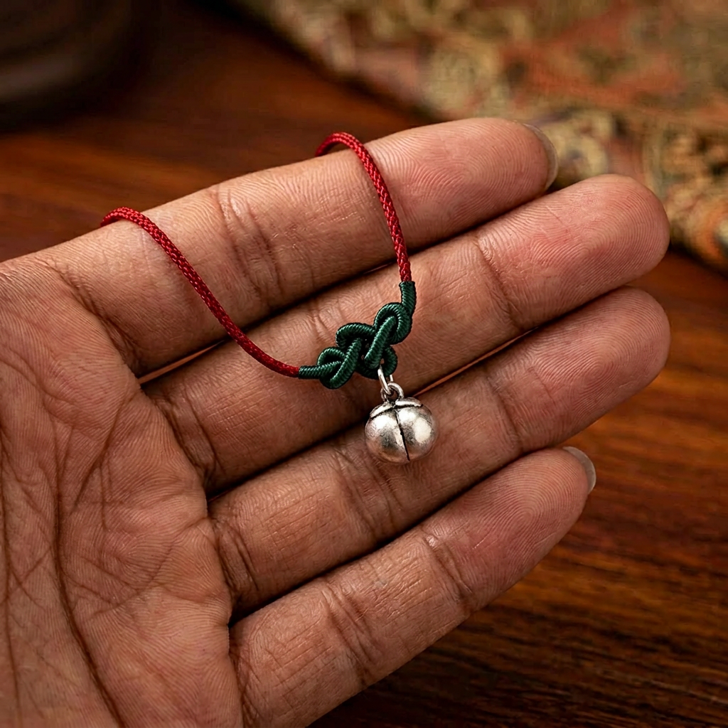 999 Fine Silver Persimmon Charm May Good Things Happen Braided Cord Adjustable Necklace