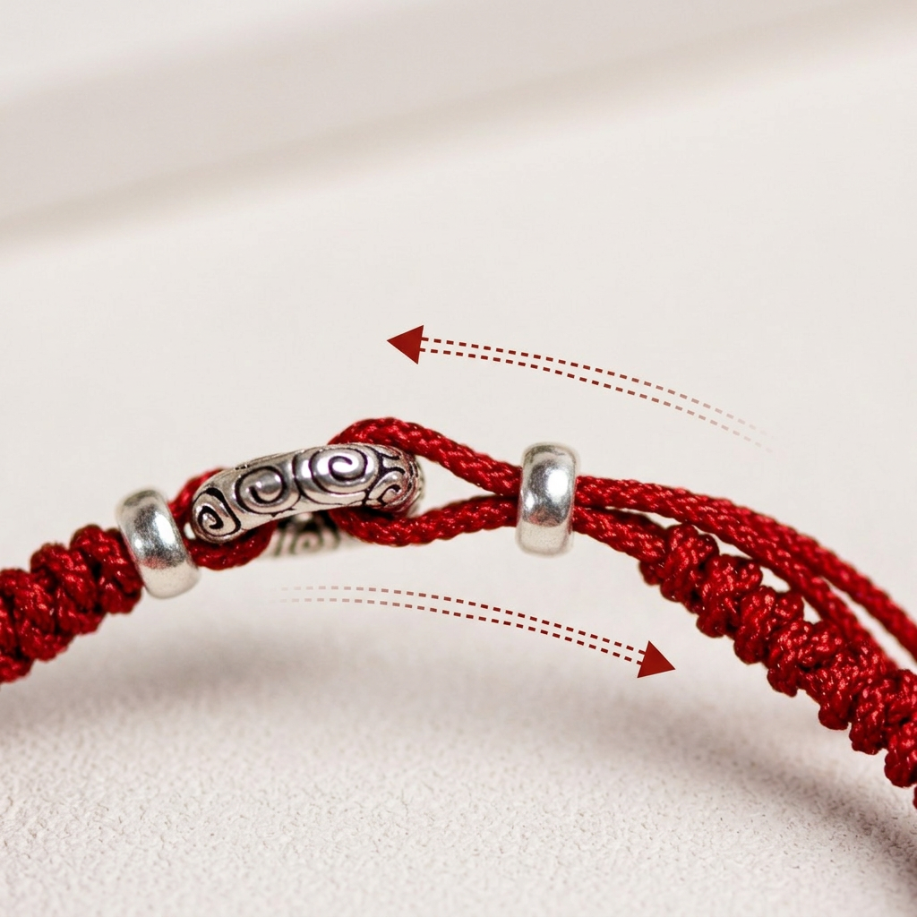 s999 s925 Sterling Silver Six-Character Mantra Red String Bracelet Tibetan Style Unisex