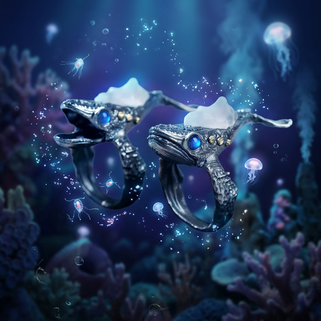 s925 Sterling Silver Unique White Crystal Whale Open Movable Ring