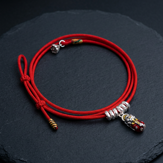 999 Fine Silver Pixiu Bring Wealth Charm Waist Chain Bell Rope Belt