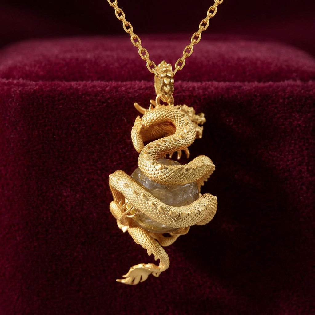 s925 Sterling Silver Dragon Crystal Pendant