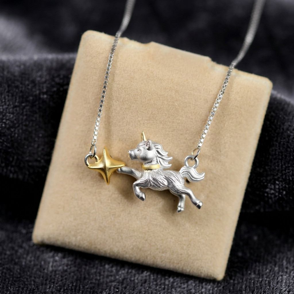 s925 Sterling Silver Zodiac Year of the Horse Ring and Necklace