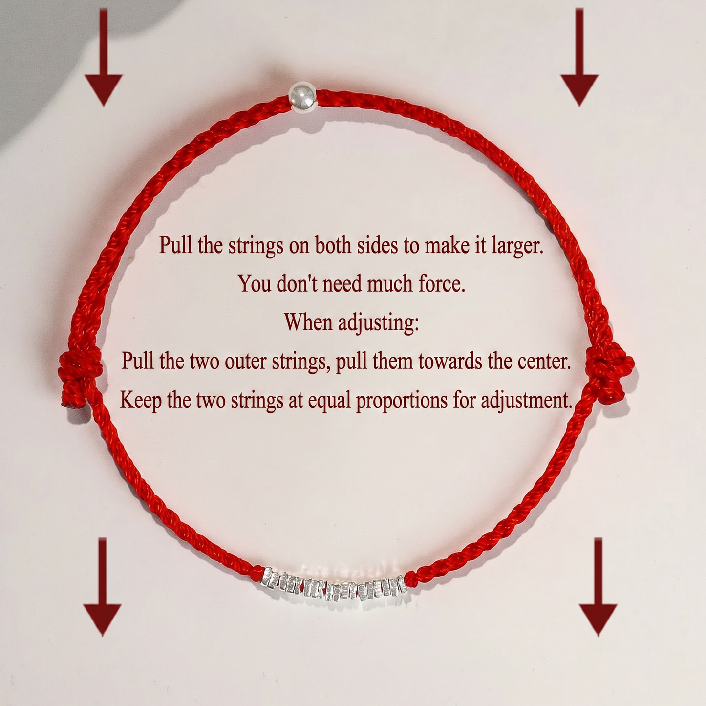 s925 Sterling Silver Beads Minimal Cord String Lucky Adjustable Bracelet