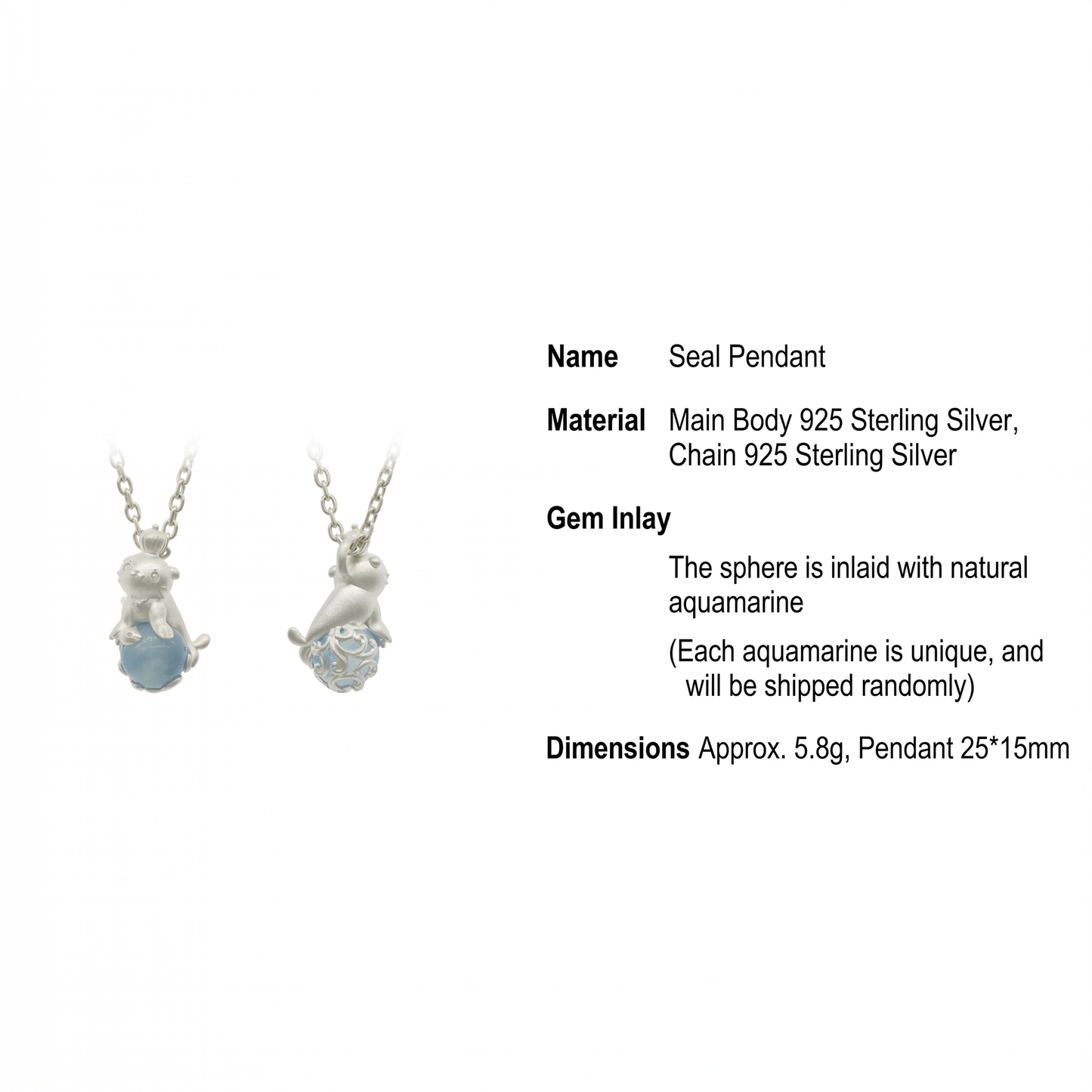 s925 Sterling Silver Cute Dolphin Seal Penguin Frog Pendant Necklace Ocean Animal
