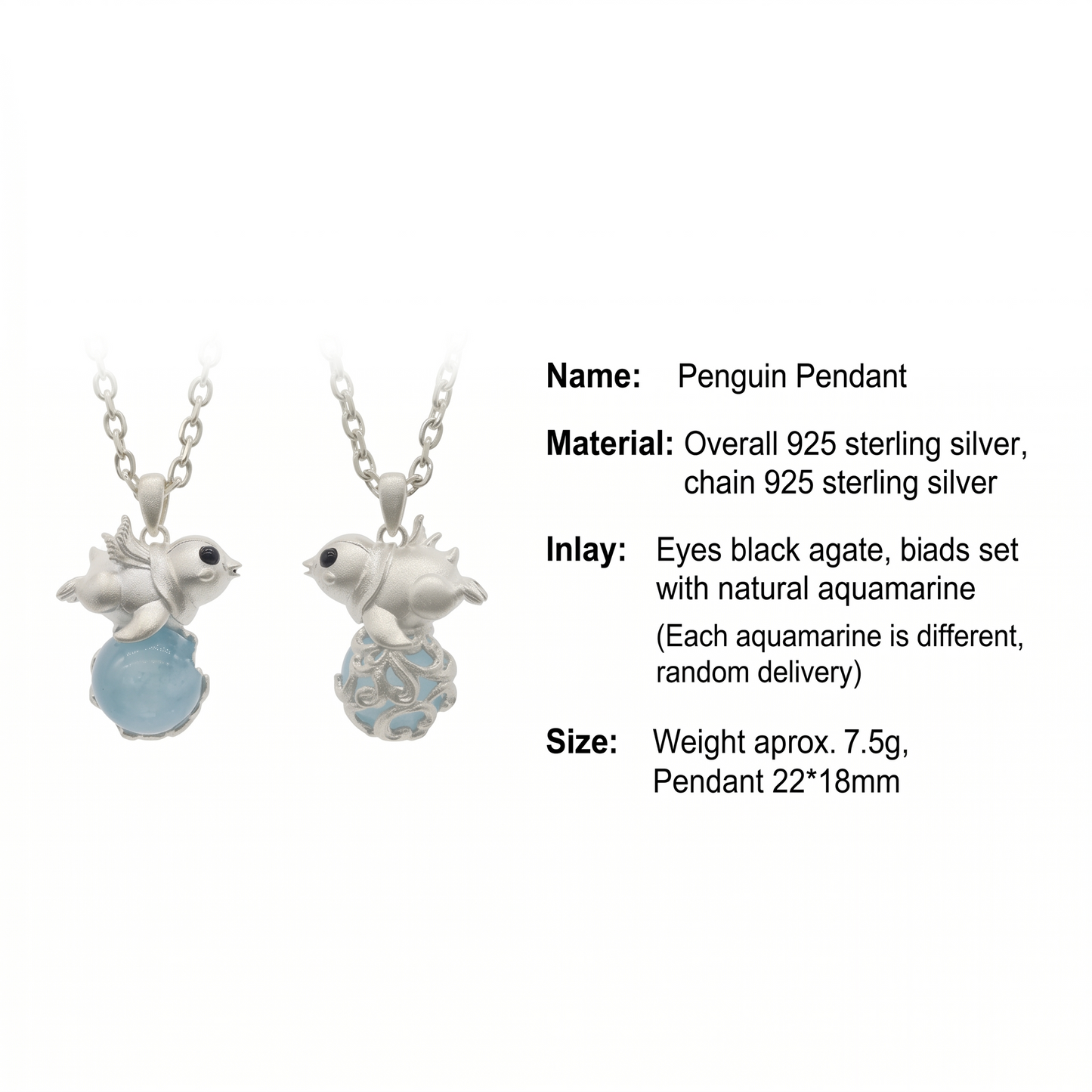 s925 Sterling Silver Cute Dolphin Seal Penguin Frog Pendant Necklace Ocean Animal