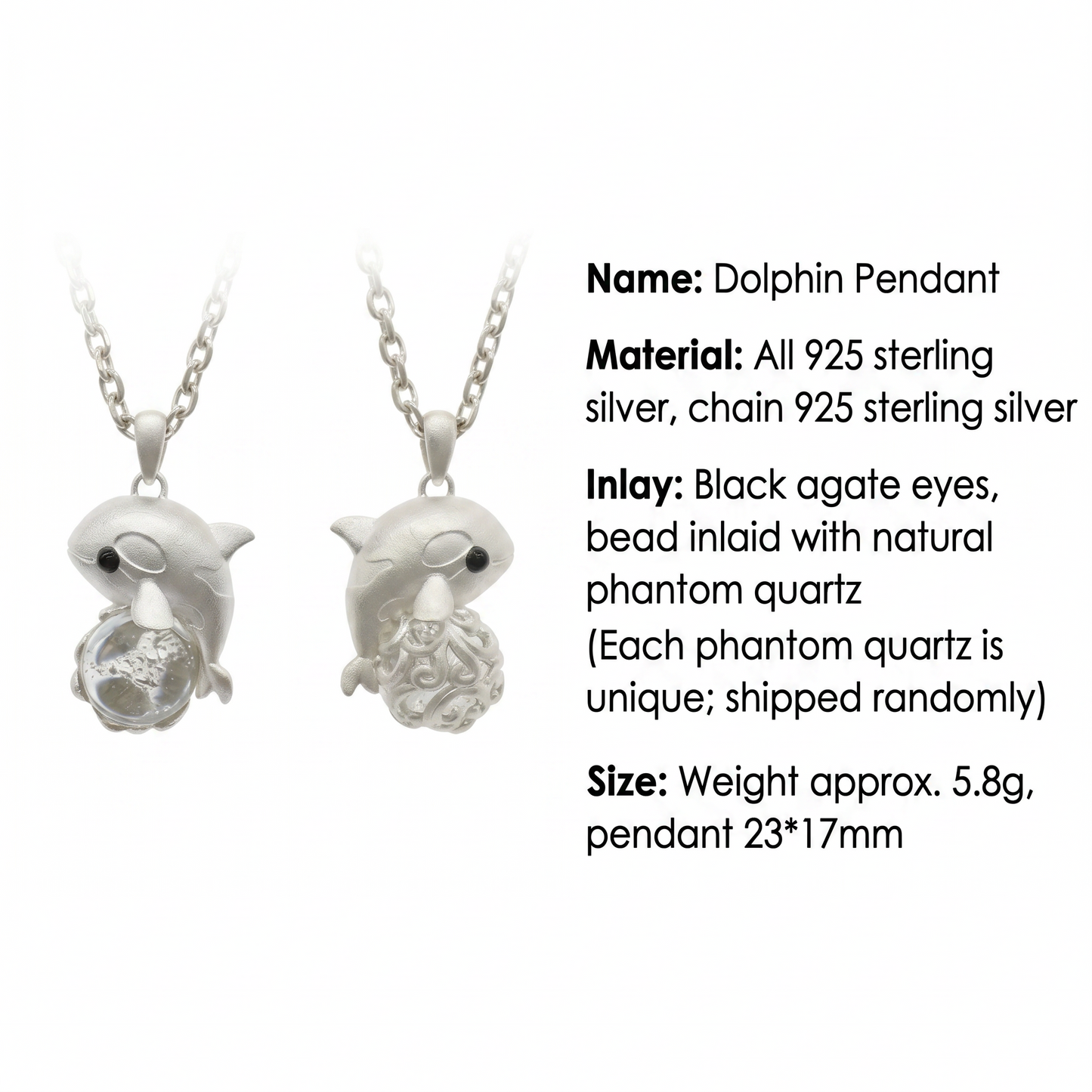 s925 Sterling Silver Cute Dolphin Seal Penguin Frog Pendant Necklace Ocean Animal