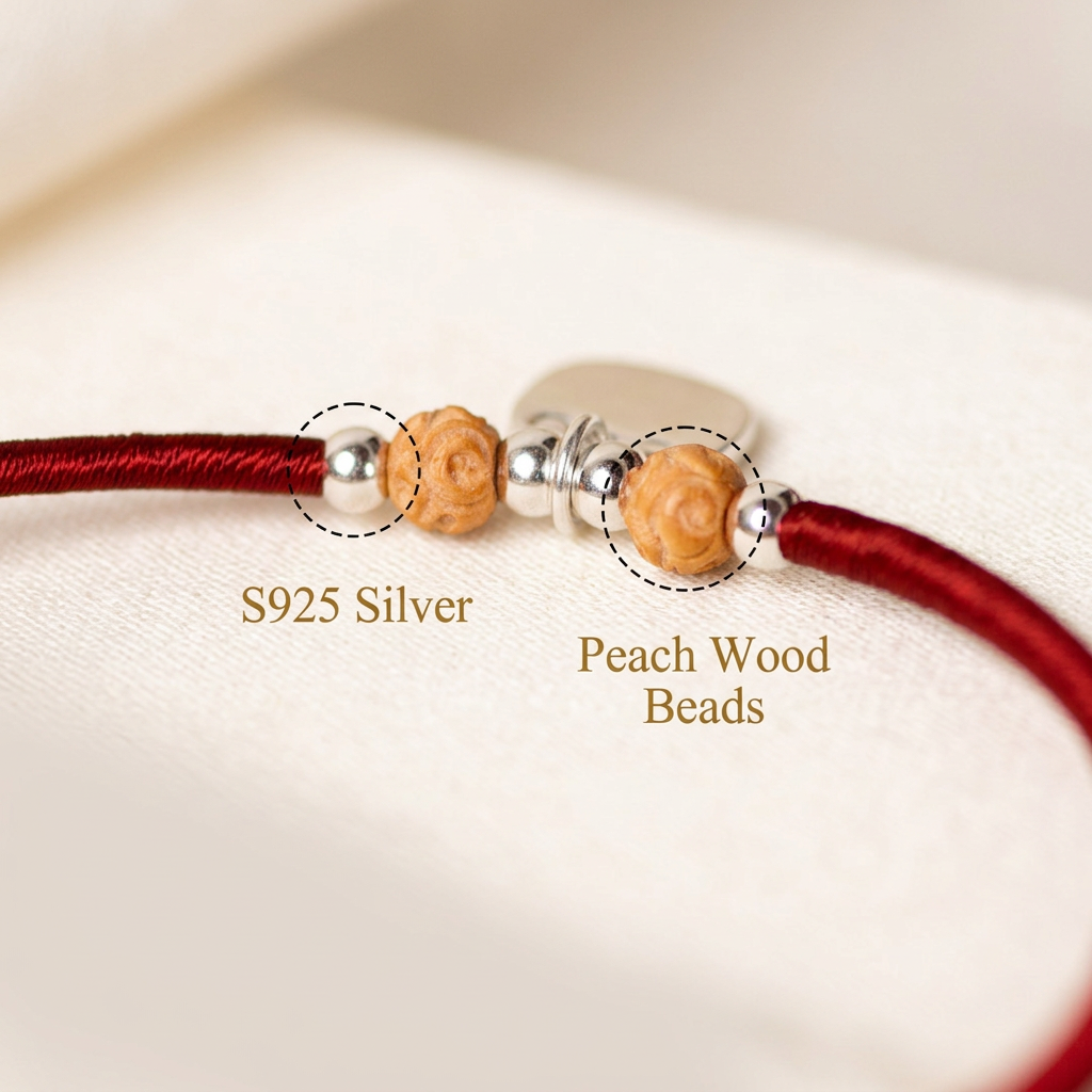 s999 s925 Solid Sterling Silver Minimal Ruyi Lock Charm Owner & Pet Matching Thread Cord Collar Necklace
